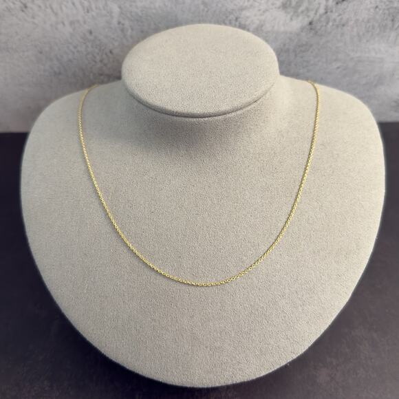 10K Yellow Gold Curb Link Chain 1mm Necklace 20in BSI, Italy ~ NEW - Picture 1 of 9